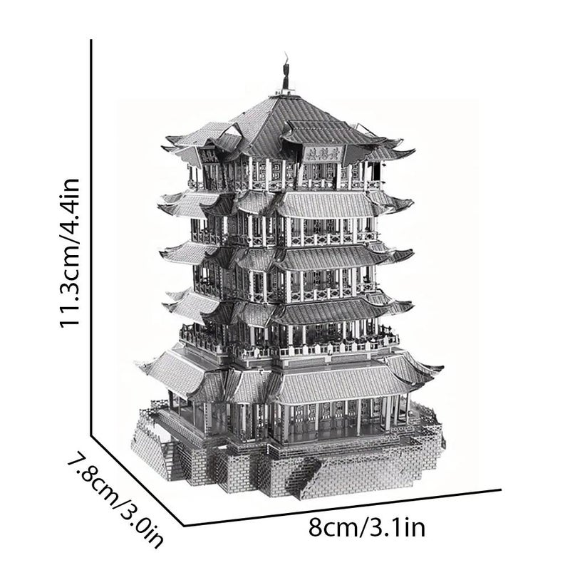 Metal Puzzle, 3D Metal Puzzles, Chinese Famous Architecture Building Kit, DIY Craft Model Building Kit for Adults Kids (Yellow Crane Tower) - Image 4
